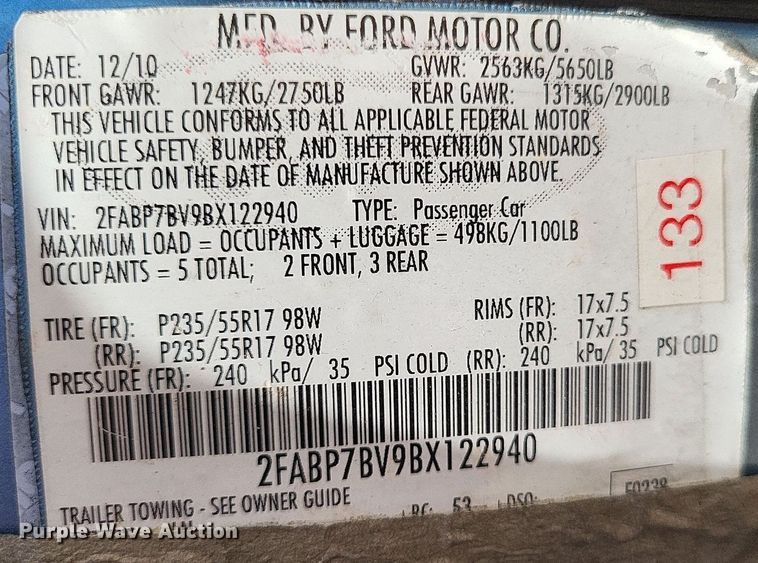 image for item LS9597 2011 Ford Crown Victoria Police Interceptor