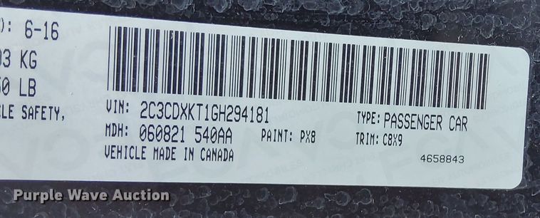 image for item LS9613 2016 Dodge Charger Police