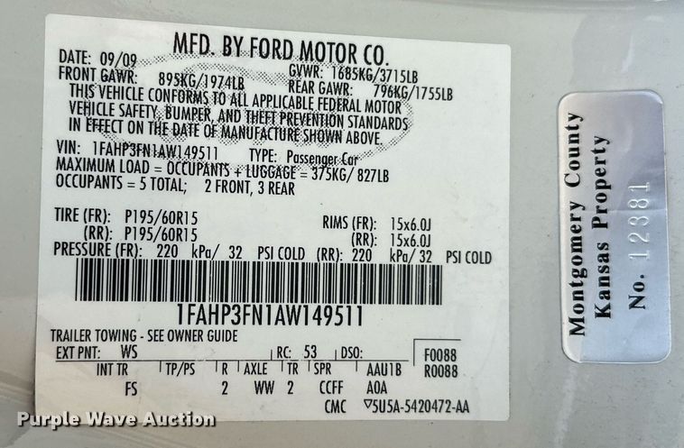 image for item MB9705 2010 Ford Focus SE