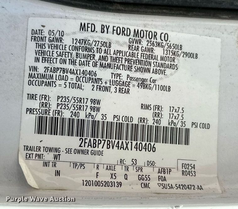 image for item MB9708 2010 Ford Crown Victoria Police Interceptor