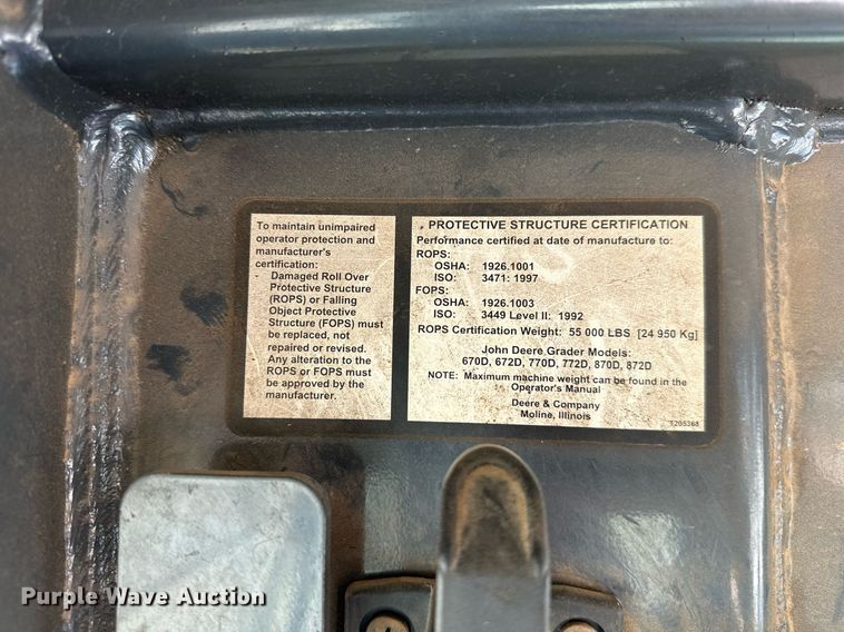 image for item MB9725 2007 John Deere 770D  motor grader