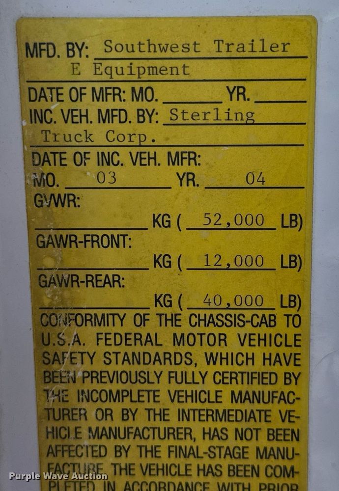 image for item MB9727 2004 Sterling Acterra  dump truck