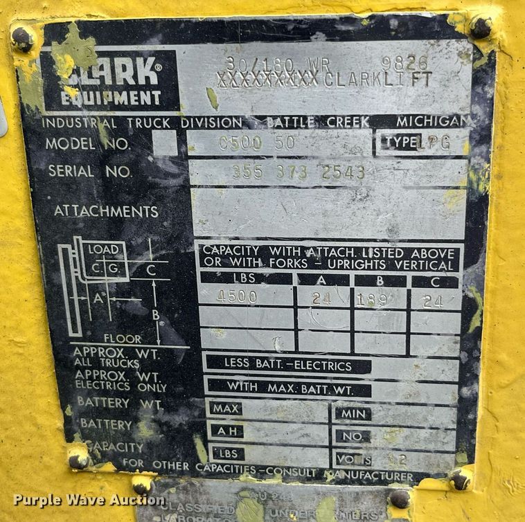 image for item MG9355 Clark C500 50  forklift