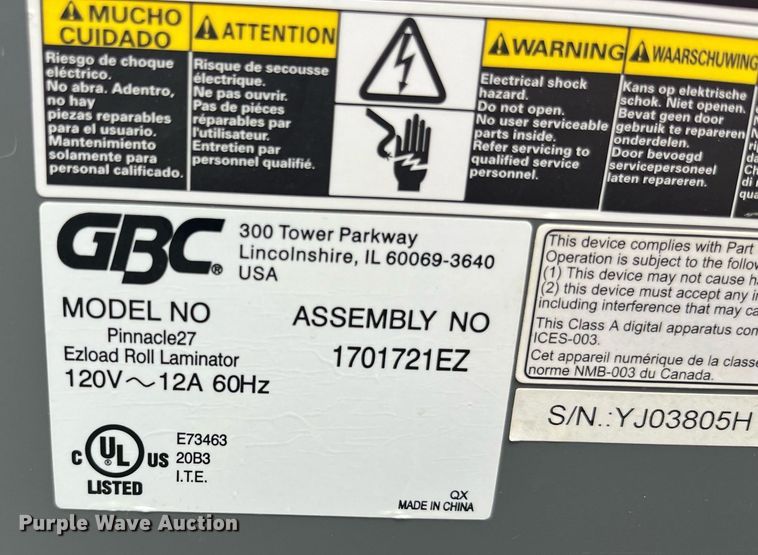 image for item MG9359 GBC Pinnacle 27 EzLoad  laminator