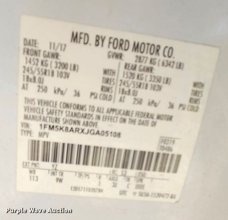 image for item MI9471 2018 Ford Explorer Police Interceptor  SUV