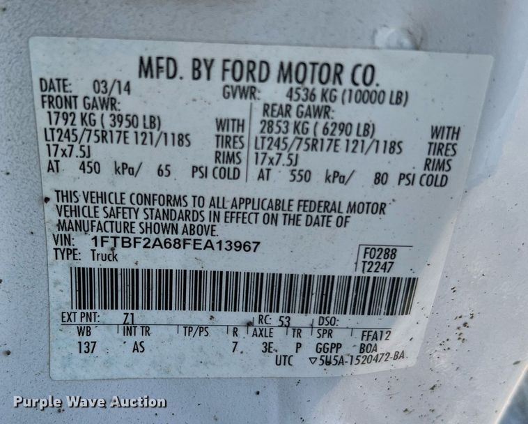 image for item NA9039 2015  Ford F250 Super Duty XL  flatbed pickup truck