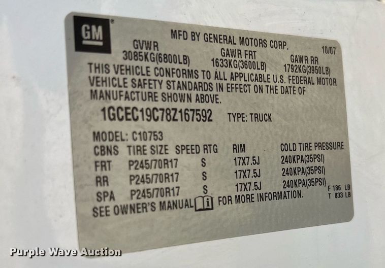 image for item NA9068 2008 Chevrolet Silverado 1500  Ext. Cab pickup truck