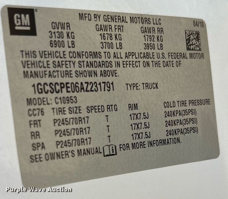 image for item NA9069 2010 Chevrolet Silverado 1500  Ext. Cab pickup truck