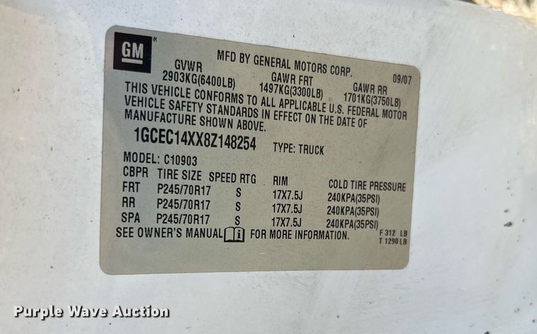 image for item NA9070 2008 Chevrolet Silverado 1500  pickup truck