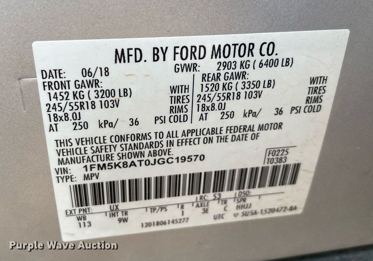 image for item NB9121 2018 Ford Explorer Police Interceptor  SUV