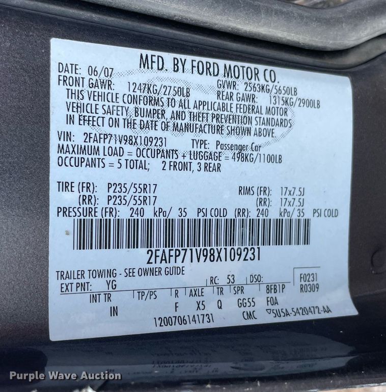 image for item NB9122 2008 Ford Crown Victoria Police Interceptor