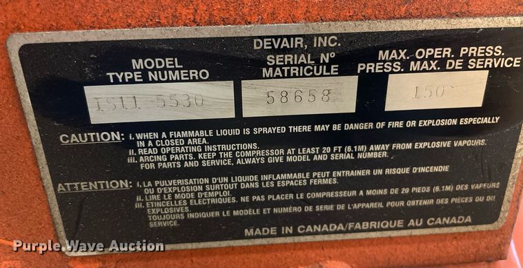 image for item NH9724 Devair 1S11-5530  air compressor