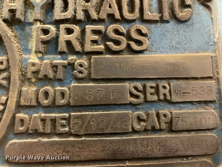 image for item NH9726 1943 KR Wilson 37F  hydraulic press