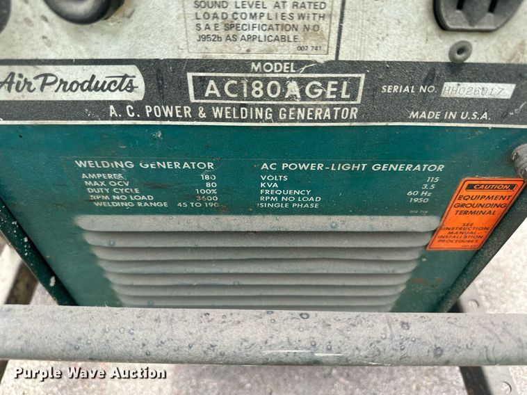 image for item NM9423 Air Products AC180AGEL  welder/generator