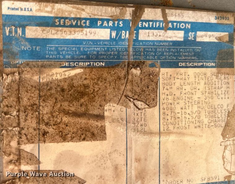 image for item NP9786 1976 Chevrolet  delivery truck