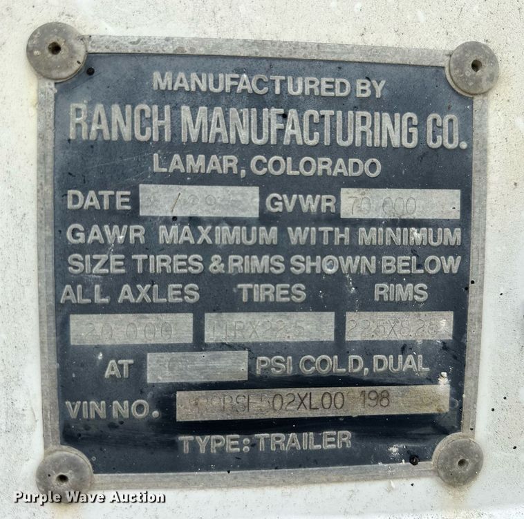 image for item NP9903 1999 Ranch Manufacturing Co  bottom dump trailer