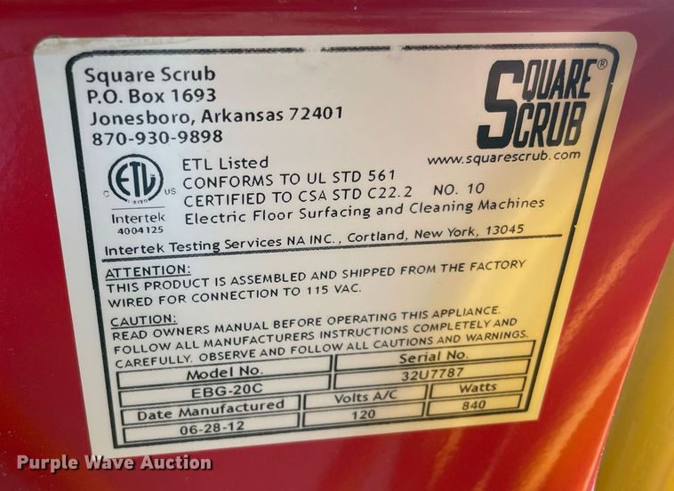 image for item NT9394 Square Scrub EBG-20/C  floor scrubber