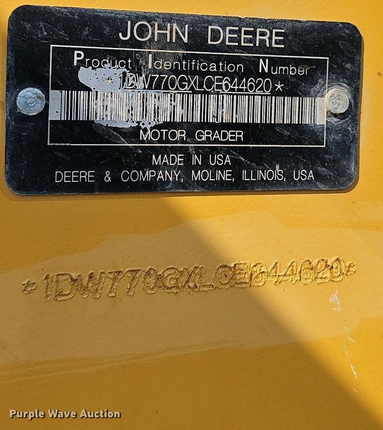 image for item NT9751 2012 John Deere 770G  motor grader