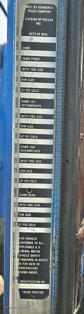 image for item NT9775 1987 Kenworth 800  dump truck