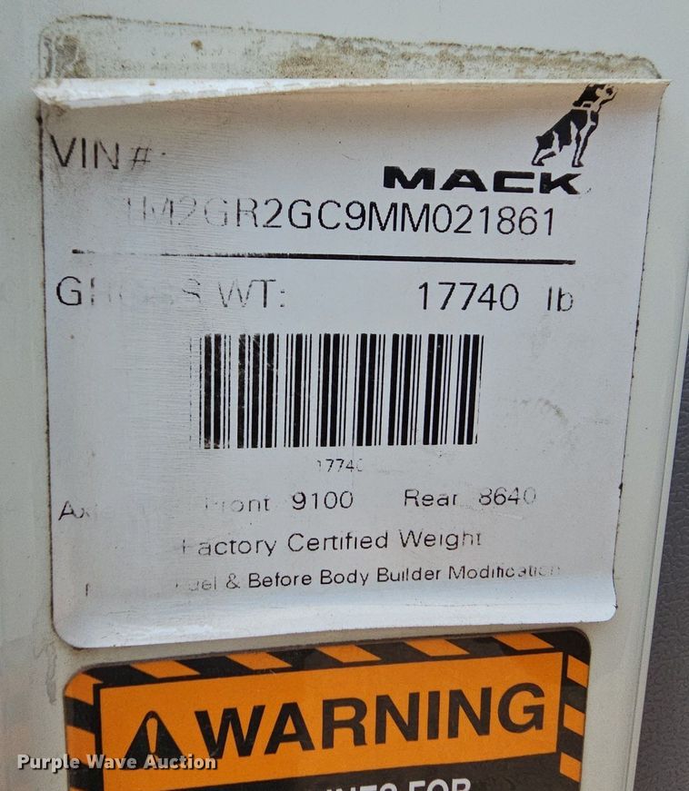 image for item NT9781 2021 Mack Granite  dump truck