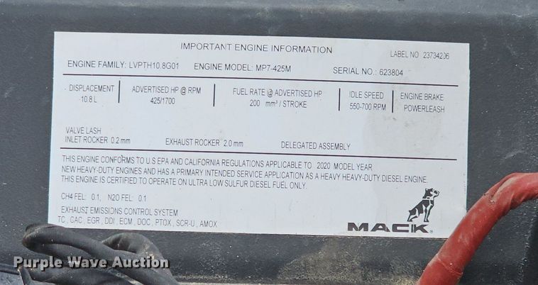 image for item NT9782 2021 Mack Granite  dump truck