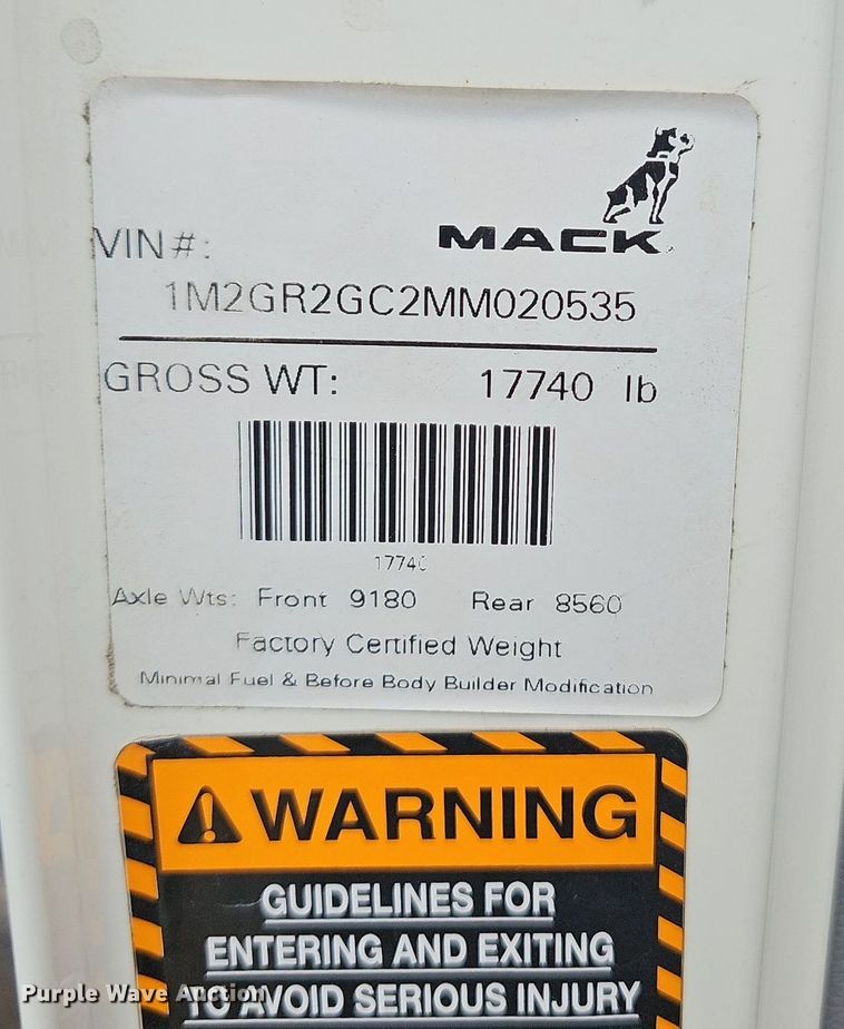 image for item NT9782 2021 Mack Granite  dump truck