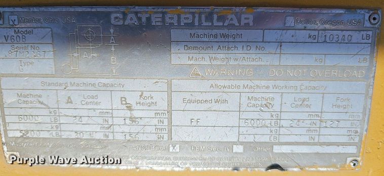 image for item NU9025 Caterpillar V60B  forklift