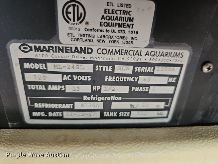 image for item NU9053 1997 Marineland Commercial Aquariums ML24SL   aquarium