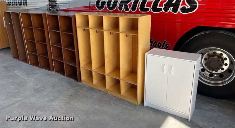 image for item NY9574 (5) wood cabinets/cubbies