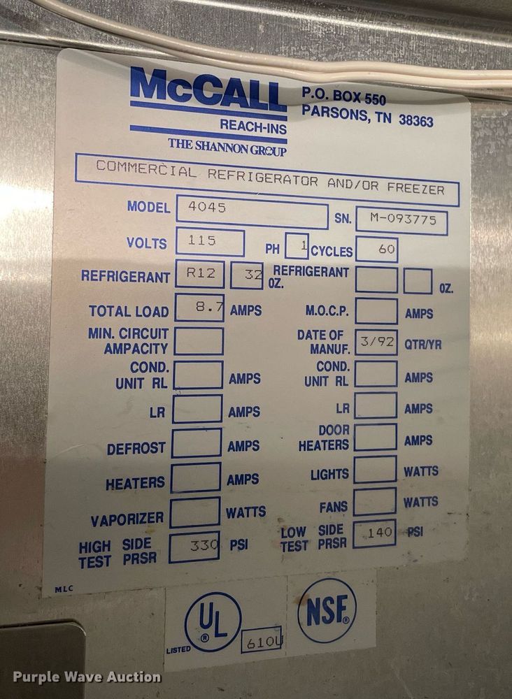 image for item NY9585 McCall 4045  refrigerator/freezer