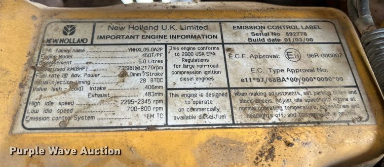 image for item OK9728 New Holland TS100  tractor