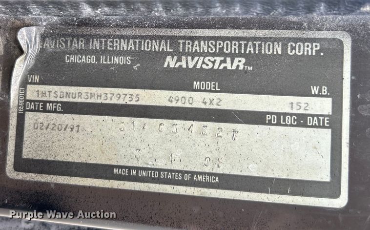 image for item OK9729 1991 International 4900  dump truck