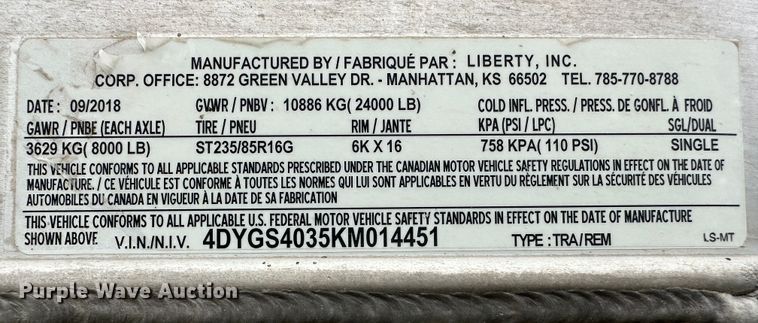 image for item DH1798 2018 Travalum  livestock trailer