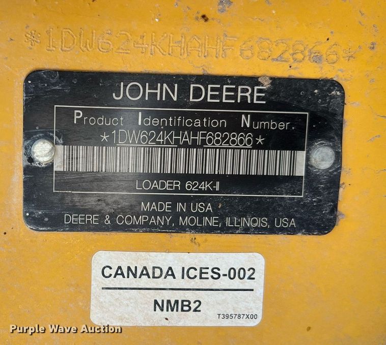 image for item DN3058 2017 John Deere 624K-II  high lift wheel loader