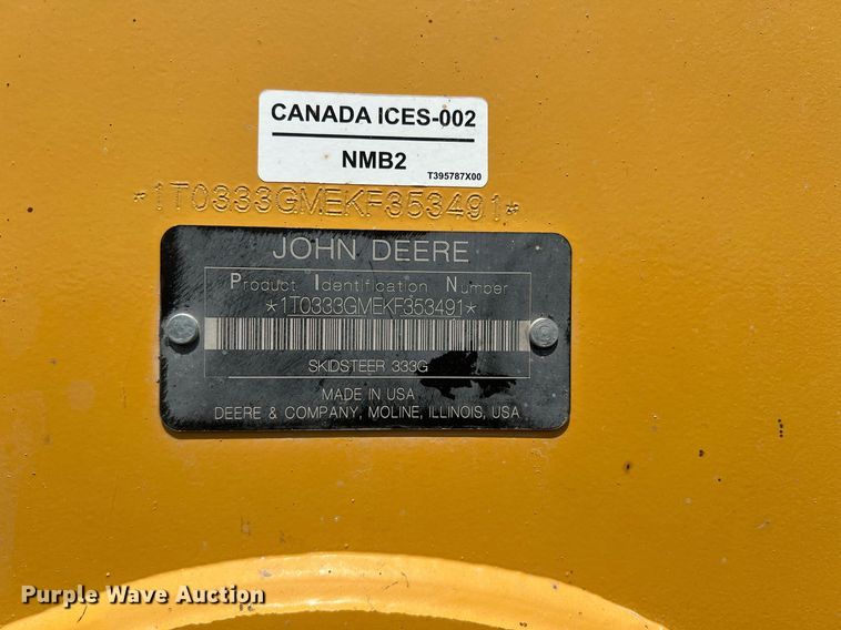 image for item DN3059 2019 John Deere 333G  skid steer loader