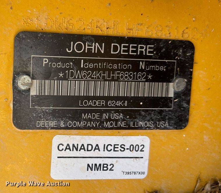 image for item DN3060 2017 John Deere 624K-II  high lift wheel loader