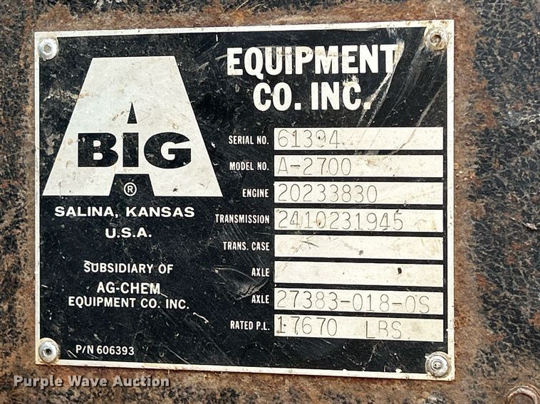 image for item DQ0843 Big A 2700  sprayer