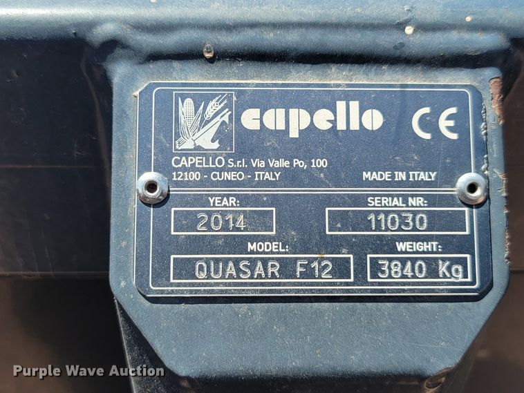 image for item LQ9049 2014 Capello Quasar F12  corn head with trailer