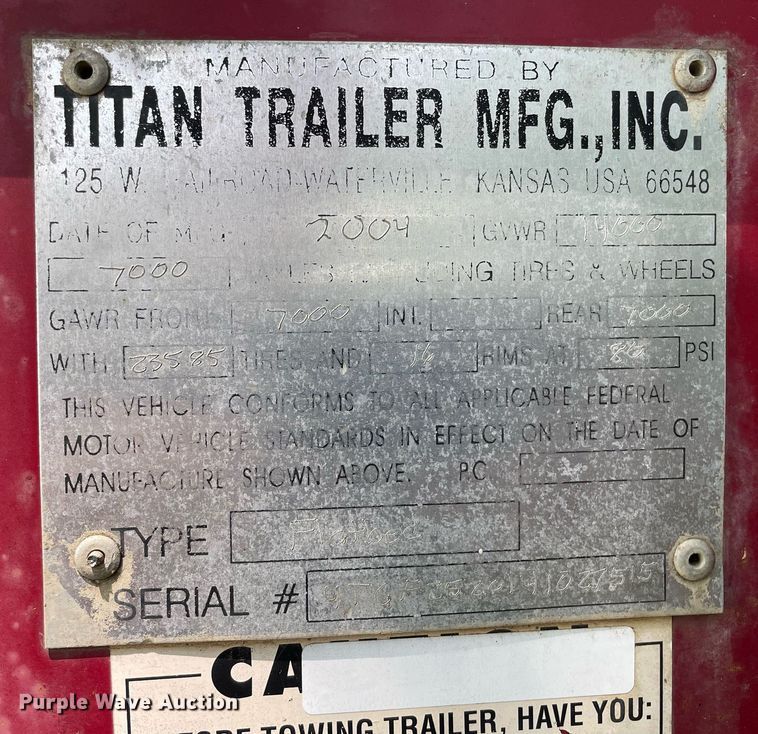 image for item LS9450 2004 Titan  equipment trailer