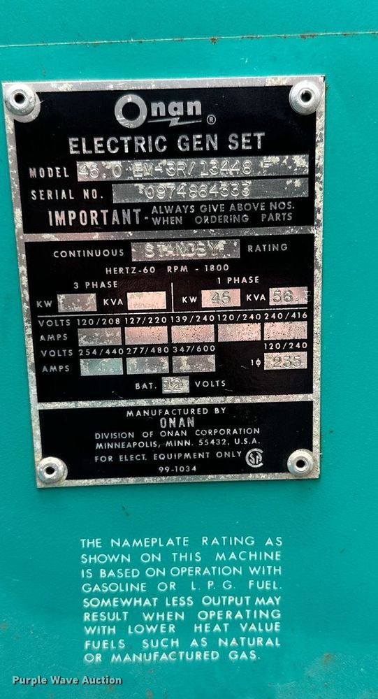 image for item NP9918 (2) Onan Generators