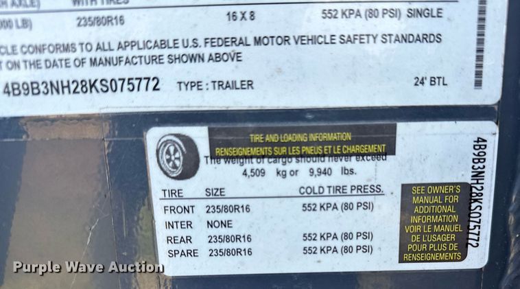 image for item OC9034 2019 BCI  livestock trailer