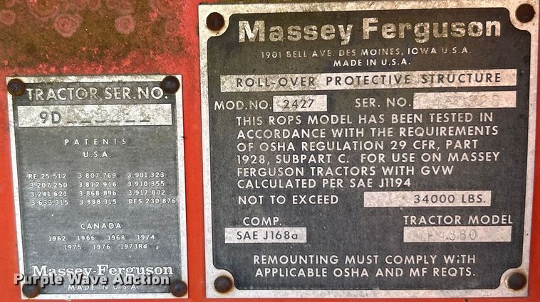 image for item OK9746 1979 Massey Ferguson 4880  4WD tractor