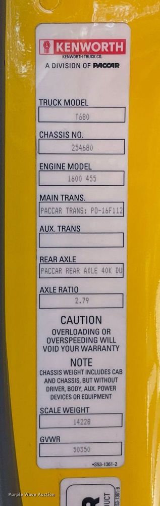 image for item DL3852 2019 Kenworth T680  semi truck