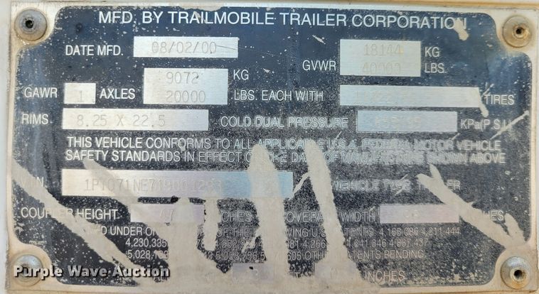 image for item DN8535 2001 Trailmobile  refrigerated van trailer