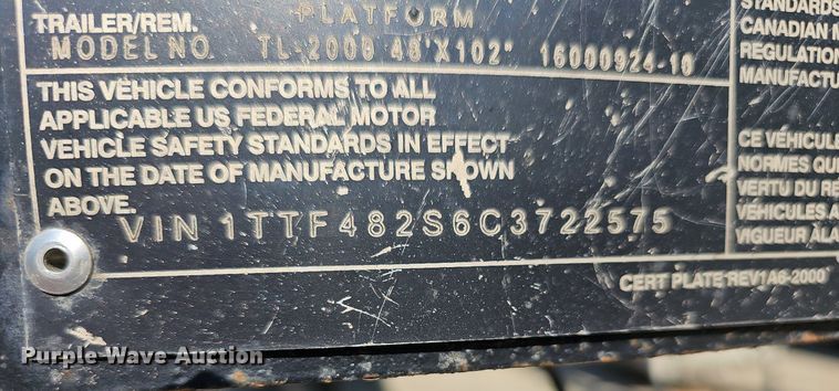 image for item DN8620 2012 Transcraft TL2000  flatbed trailer