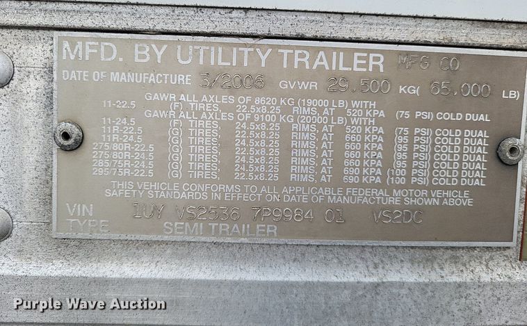 image for item DP5211 2007 Utility Trailer  dry van trailer