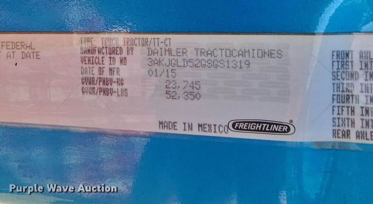 image for item DQ0121 2016 Freightliner Cascadia Evolution  semi truck