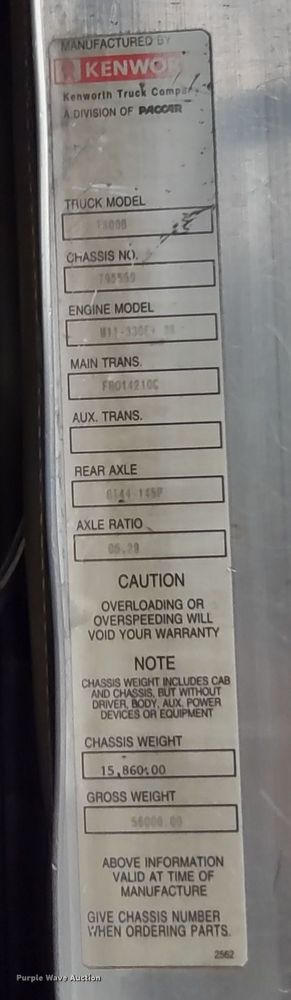 image for item JK9107 1999 Kenworth T800  semi truck