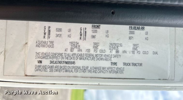 image for item KW9144 2015 Caterpillar CT660  semi truck