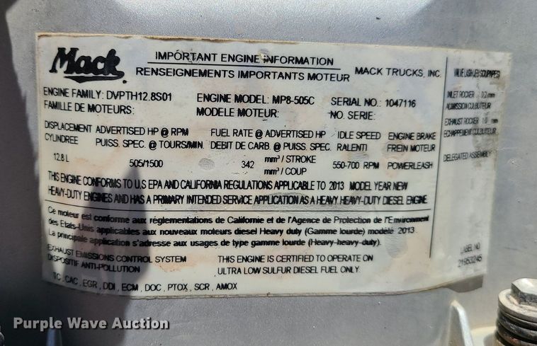 image for item MG9613 2014 Mack CHU613  semi truck